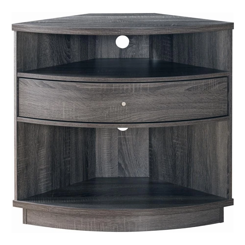 Leste 31.25 in. Dark Gray Corner TV Stand with 2-Shelf Fits TV's up to 30 in. by Furniture of America 1 Leste 31.25 in. Dark Gray Corner TV Stand with 2-Shelf Fits TV's up to 30 in. by Furniture of America