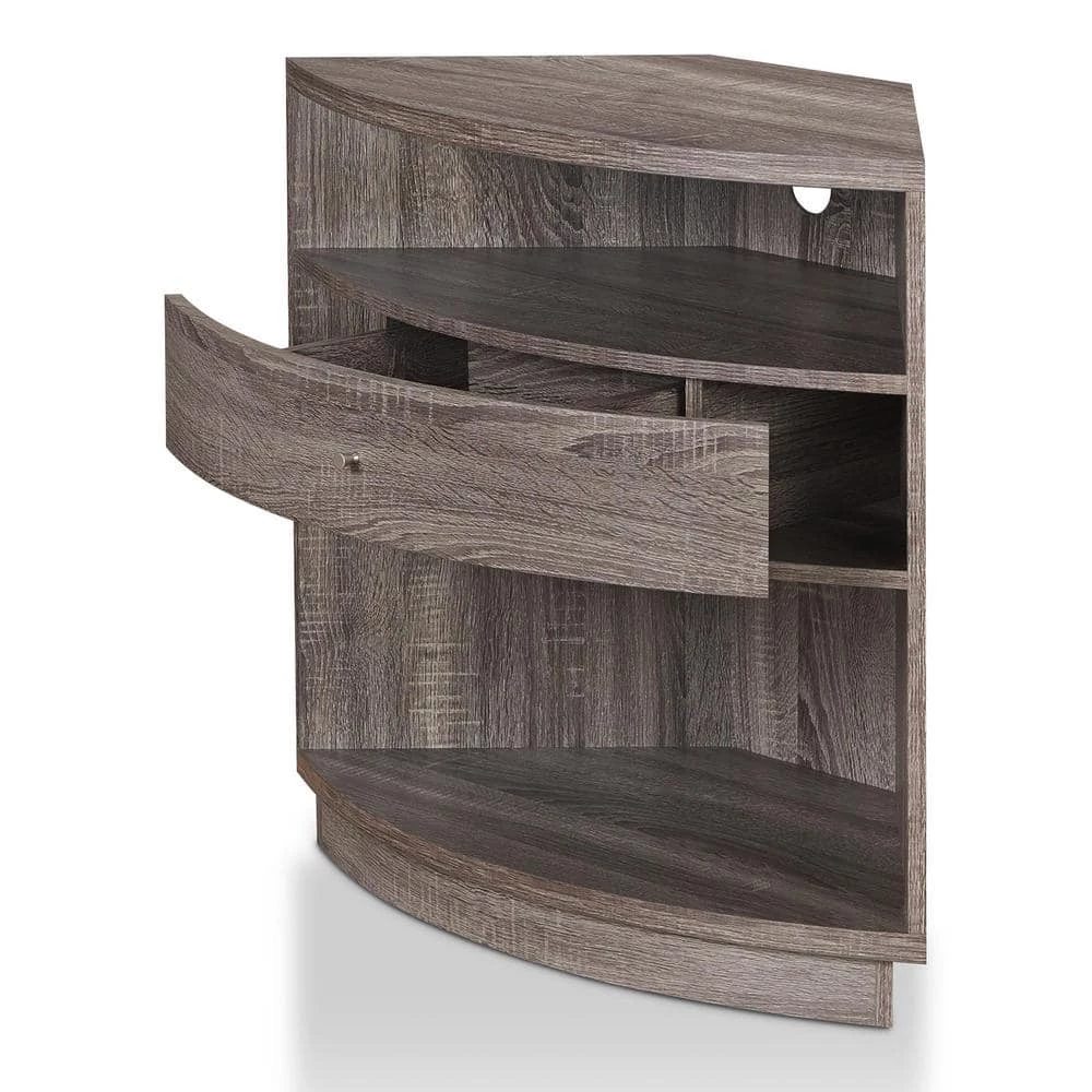 Leste 31.25 in. Dark Gray Corner TV Stand with 2-Shelf Fits TV's up to 30 in. by Furniture of America 2 Leste 31.25 in. Dark Gray Corner TV Stand with 2-Shelf Fits TV's up to 30 in. by Furniture of America - Image 2