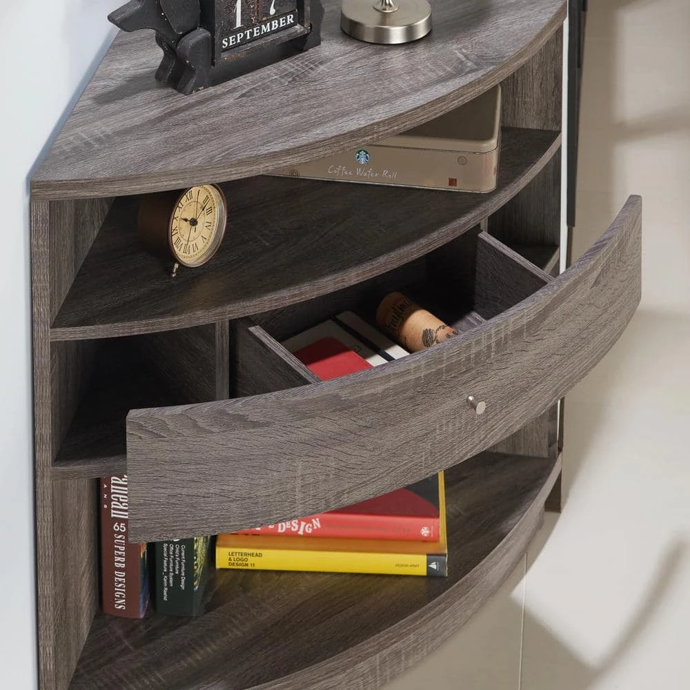 Leste 31.25 in. Dark Gray Corner TV Stand with 2-Shelf Fits TV's up to 30 in. by Furniture of America 7 Leste 31.25 in. Dark Gray Corner TV Stand with 2-Shelf Fits TV's up to 30 in. by Furniture of America - Image 7