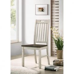 Bernavich Dark Oak and Antique White Dining Chair (Set of 2) by Furniture of America -Furniture of America Sales Store dark oak and antique white furniture of america dining chairs idf 3184sc 31 1000