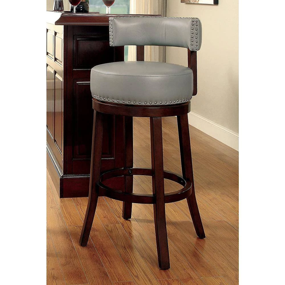 Swarthmore 34.25 in. Dark Oak and Gray Low Back Wood Bar Stool (Set of 2) by Furniture of America 7 Swarthmore 34.25 in. Dark Oak and Gray Low Back Wood Bar Stool (Set of 2) by Furniture of America - Image 7