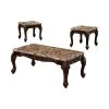 Semoleah 3-Piece 48 in. Dark Oak and Ivory Rectangle Faux Marble Coffee Table Set by Furniture of America