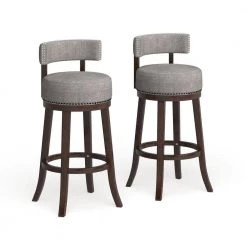 Jacquesville 40.5 in. Dark Oak and Light Gray Wood Frame Bar Stool (Set of 2) by Furniture of America