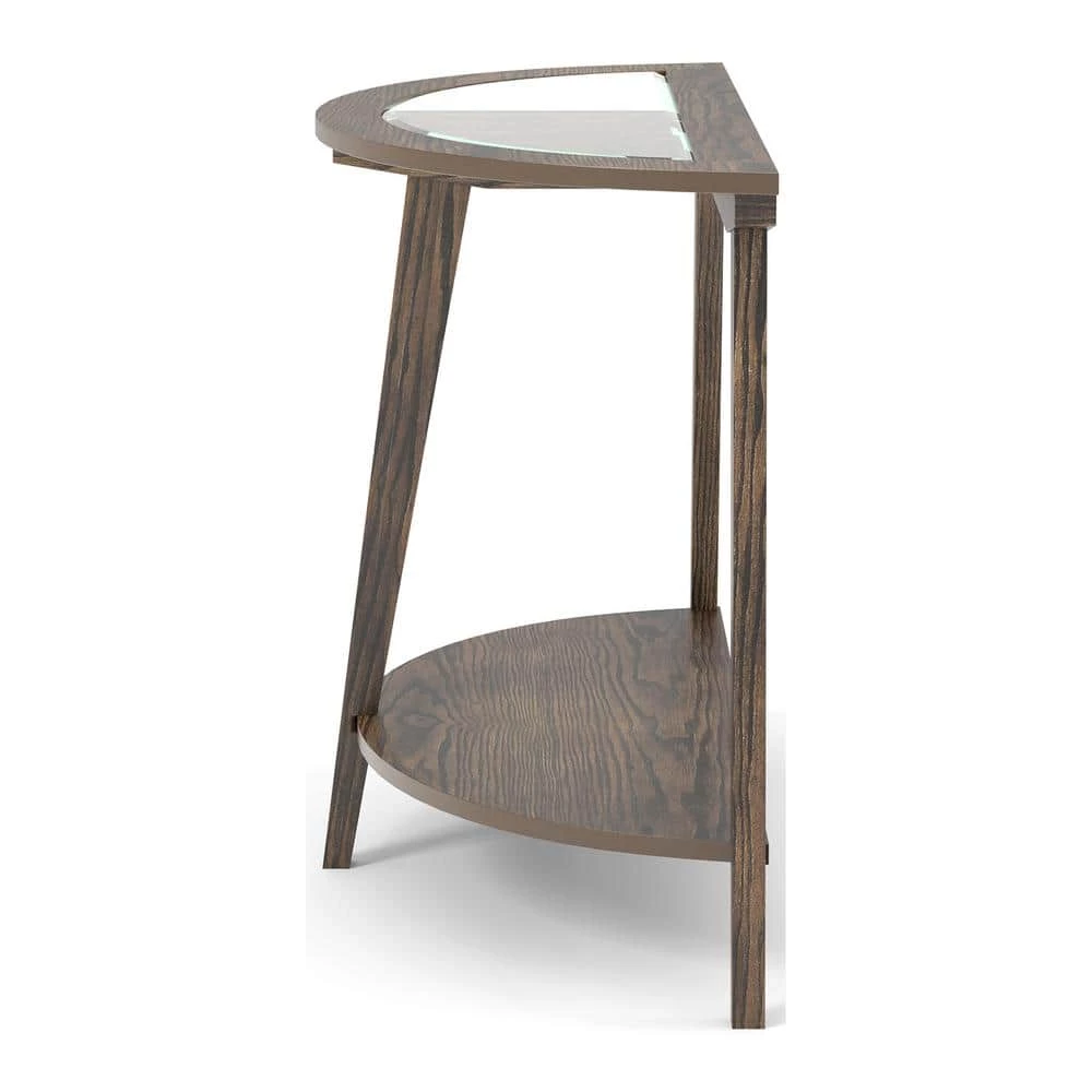 Axton 42 in. Dark Oak Standard Half Moon Glass Console Table with Storage by Furniture of America 2 Axton 42 in. Dark Oak Standard Half Moon Glass Console Table with Storage by Furniture of America - Image 2