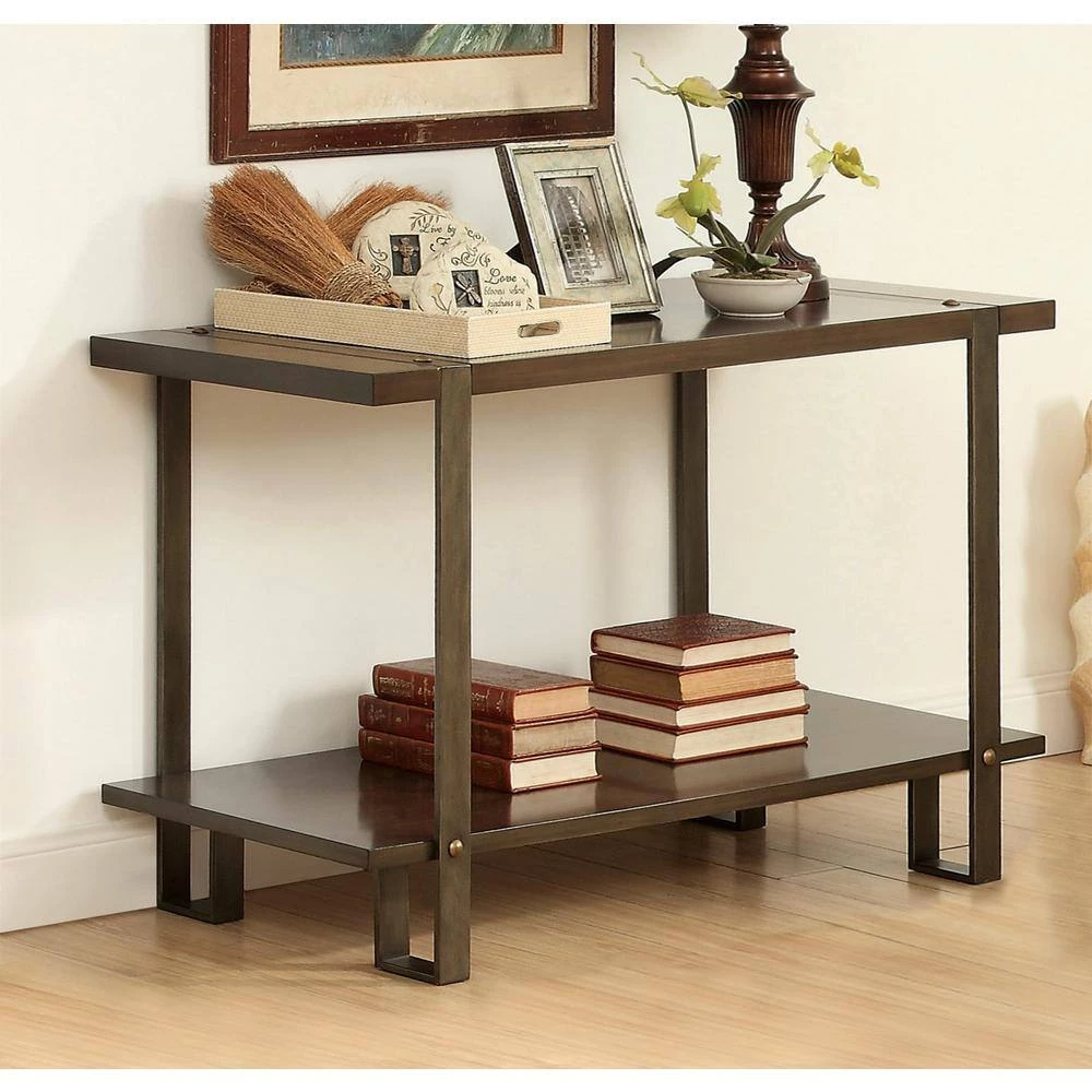 Allenton 48 in. Dark Oak Rectangle Wood Console Table with 1-Shelf by Furniture of America 4 Allenton 48 in. Dark Oak Rectangle Wood Console Table with 1-Shelf by Furniture of America - Image 4