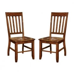 Henry Dark Oak Wood Slatted Side Chair (Set of 2) by Furniture of America