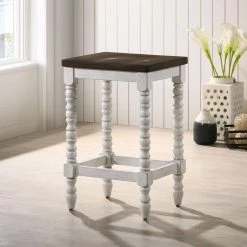 Rebman 24 in. Dark Walnut and Antique White Wood Counter Height Stool (Set of 2) by Furniture of America -Furniture of America Sales Store dark walnut and antique white furniture of america bar stools idf 3584dw st 31 1000