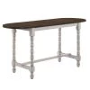 Rebman 70.88 in. Rectangle Dark Walnut and Antique White Wood Counter Height Table with Drop Leaf by Furniture of America