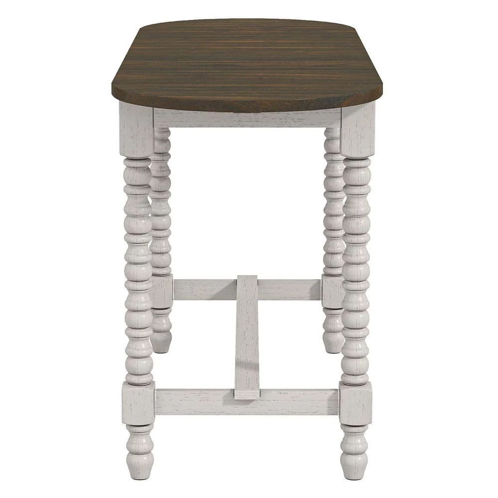 Rebman 70.88 in. Rectangle Dark Walnut and Antique White Wood Counter Height Table with Drop Leaf by Furniture of America 2 Rebman 70.88 in. Rectangle Dark Walnut and Antique White Wood Counter Height Table with Drop Leaf by Furniture of America - Image 2