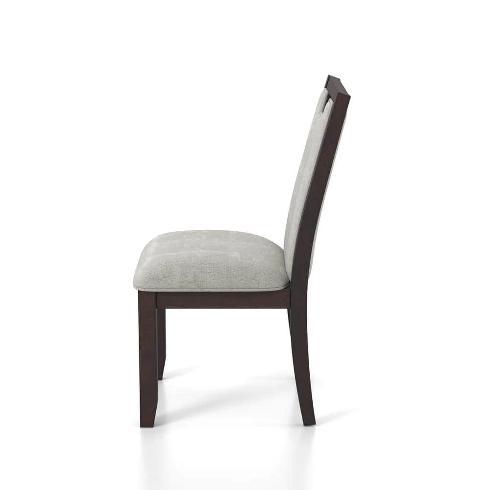 Terraview Dark Walnut and Beige Side Chairs (Set of 2) by Furniture of America 5 Terraview Dark Walnut and Beige Side Chairs (Set of 2) by Furniture of America - Image 5