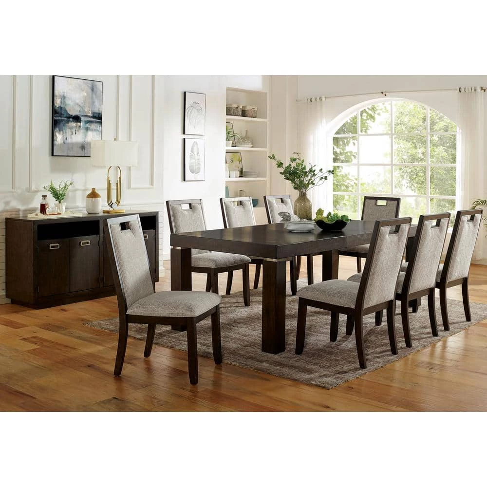 Terraview Dark Walnut and Beige Side Chairs (Set of 2) by Furniture of America 7 Terraview Dark Walnut and Beige Side Chairs (Set of 2) by Furniture of America - Image 7