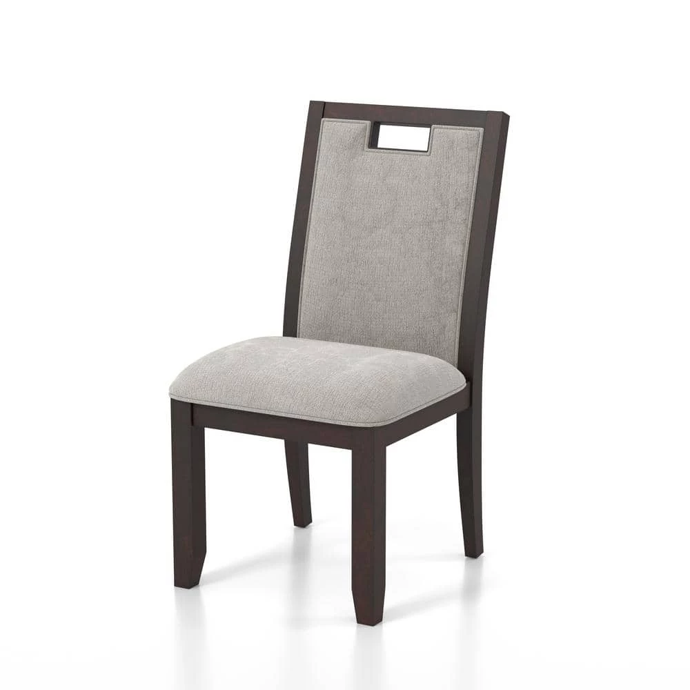 Terraview Dark Walnut and Beige Side Chairs (Set of 2) by Furniture of America 4 Terraview Dark Walnut and Beige Side Chairs (Set of 2) by Furniture of America - Image 4