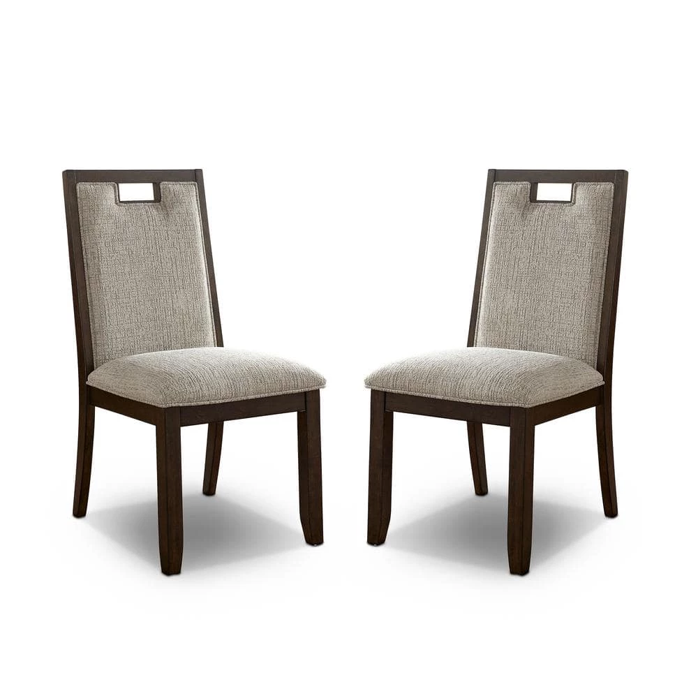 Terraview Dark Walnut and Beige Side Chairs (Set of 2) by Furniture of America 1 Terraview Dark Walnut and Beige Side Chairs (Set of 2) by Furniture of America