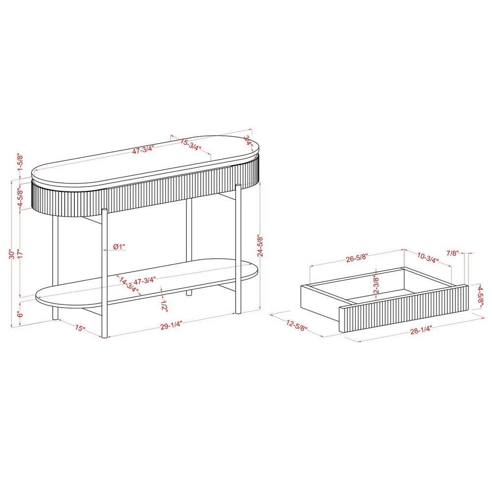 Kivelle 47.75 in. Dark Walnut and White Oval Wood Console Table with Drawer by Furniture of America 7 Kivelle 47.75 in. Dark Walnut and White Oval Wood Console Table with Drawer by Furniture of America - Image 7