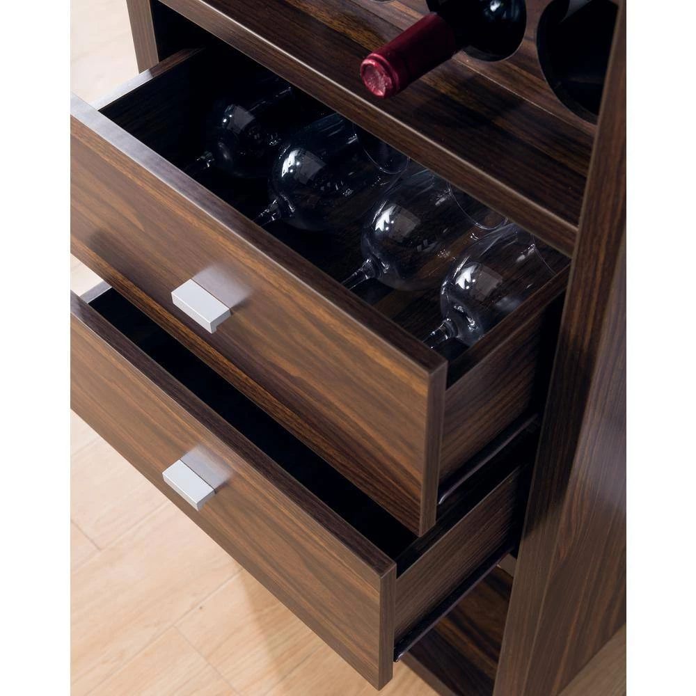 Yaelle 8-Botte Dark Walnut Wine Cabinet by Furniture of America 5 Yaelle 8-Botte Dark Walnut Wine Cabinet by Furniture of America - Image 5