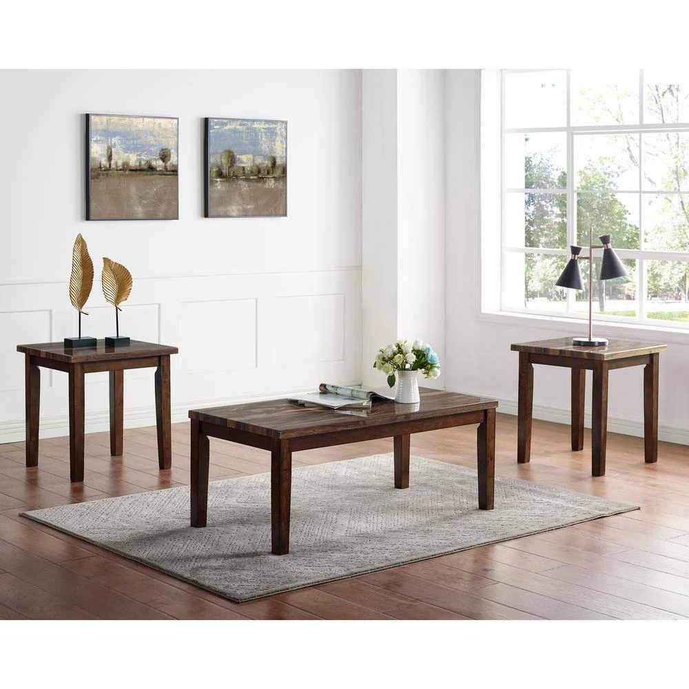 Rugge 3-Piece Dark Walnut Coffee Table Set by Furniture of America 5 Rugge 3-Piece Dark Walnut Coffee Table Set by Furniture of America - Image 5