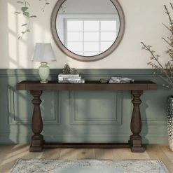 Terraza 59 in. Dark Walnut Rectangle Wood Console Table by Furniture of America -Furniture of America Sales Store dark walnut furniture of america console tables idf 4175wn s 4f 1000