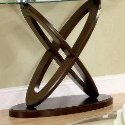 Quaze 48 in. Dark Walnut Oval Glass Console Table by Furniture of America 9 Quaze 48 in. Dark Walnut Oval Glass Console Table by Furniture of America -Furniture of America Sales Store dark walnut furniture of america console tables idf 4401s 1f 1000