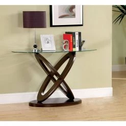 Quaze 48 in. Dark Walnut Oval Glass Console Table by Furniture of America 11 Quaze 48 in. Dark Walnut Oval Glass Console Table by Furniture of America -Furniture of America Sales Store dark walnut furniture of america console tables idf 4401s 31 1000