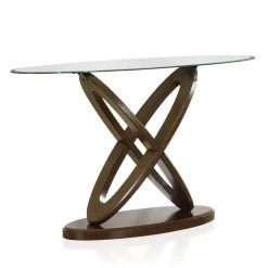 Quaze 48 in. Dark Walnut Oval Glass Console Table by Furniture of America