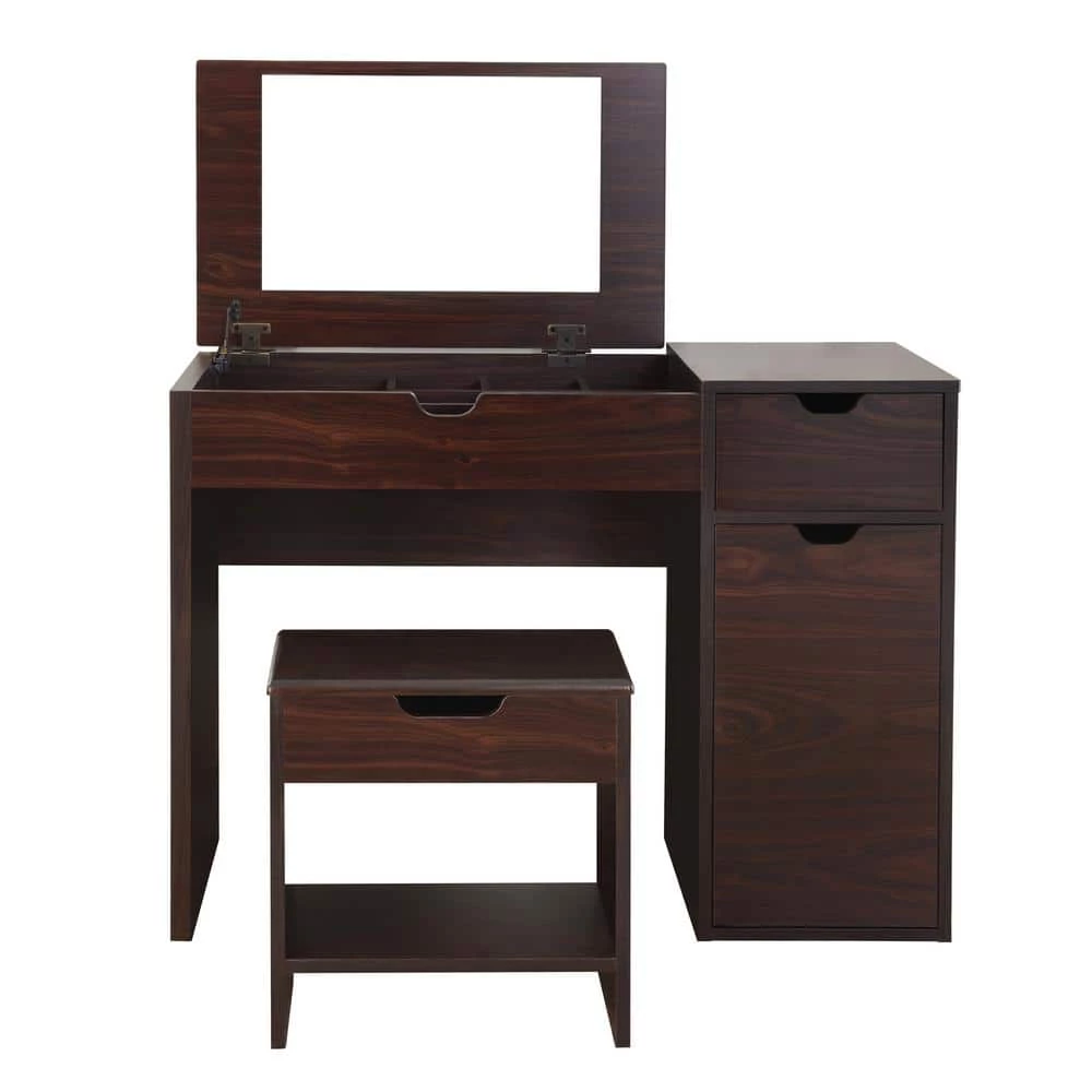 Clover 2-Piece Espresso Vanity with Stool by Furniture of America 7 Clover 2-Piece Espresso Vanity with Stool by Furniture of America - Image 7
