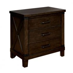 Paddie 3-Drawer Dark Walnut Nightstand (28 in. H x 28 in. W x 16.75 in. D) by Furniture of America