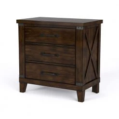 Paddie 3-Drawer Dark Walnut Nightstand (28 in. H x 28 in. W x 16.75 in. D) by Furniture of America -Furniture of America Sales Store dark walnut furniture of america nightstands idf 7734n c3 1000