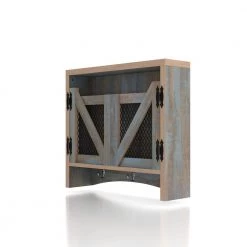 Perine Distressed Blue Wall Storage Organizer with Shelf by Furniture of America