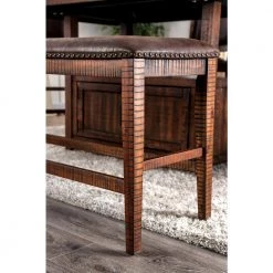 Remy Light Walnut Nailhead Counter Height Bench by Furniture of America -Furniture of America Sales Store distressed dark oak furniture of america dining benches idf 3061pbn 1d 1000