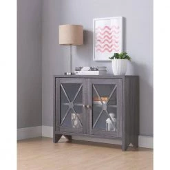 Carden Distressed Gray Accent Storage Cabinet With Glass Window-Panel Doors by Furniture of America -Furniture of America Sales Store distressed gray furniture of america accent cabinets idi 192519 31 1000