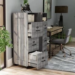 Macsen Distressed Gray 3-Drawer File Cabinet with Wheels by Furniture of America -Furniture of America Sales Store distressed gray furniture of america file cabinets hfw 1655c35 4f 1000