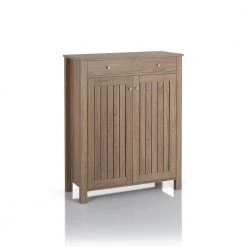 Guillaume Distressed Taupe Shoe Cabinet with 1-Drawer by Furniture of America
