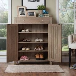 Guillaume Distressed Taupe Shoe Cabinet with 1-Drawer by Furniture of America -Furniture of America Sales Store distressed taupe furniture of america accent cabinets idi 151144 77 1000