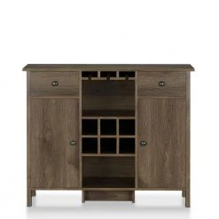 Timothy 6-Bottle Distressed Walnut Wine Bar Cabinet by Furniture of America