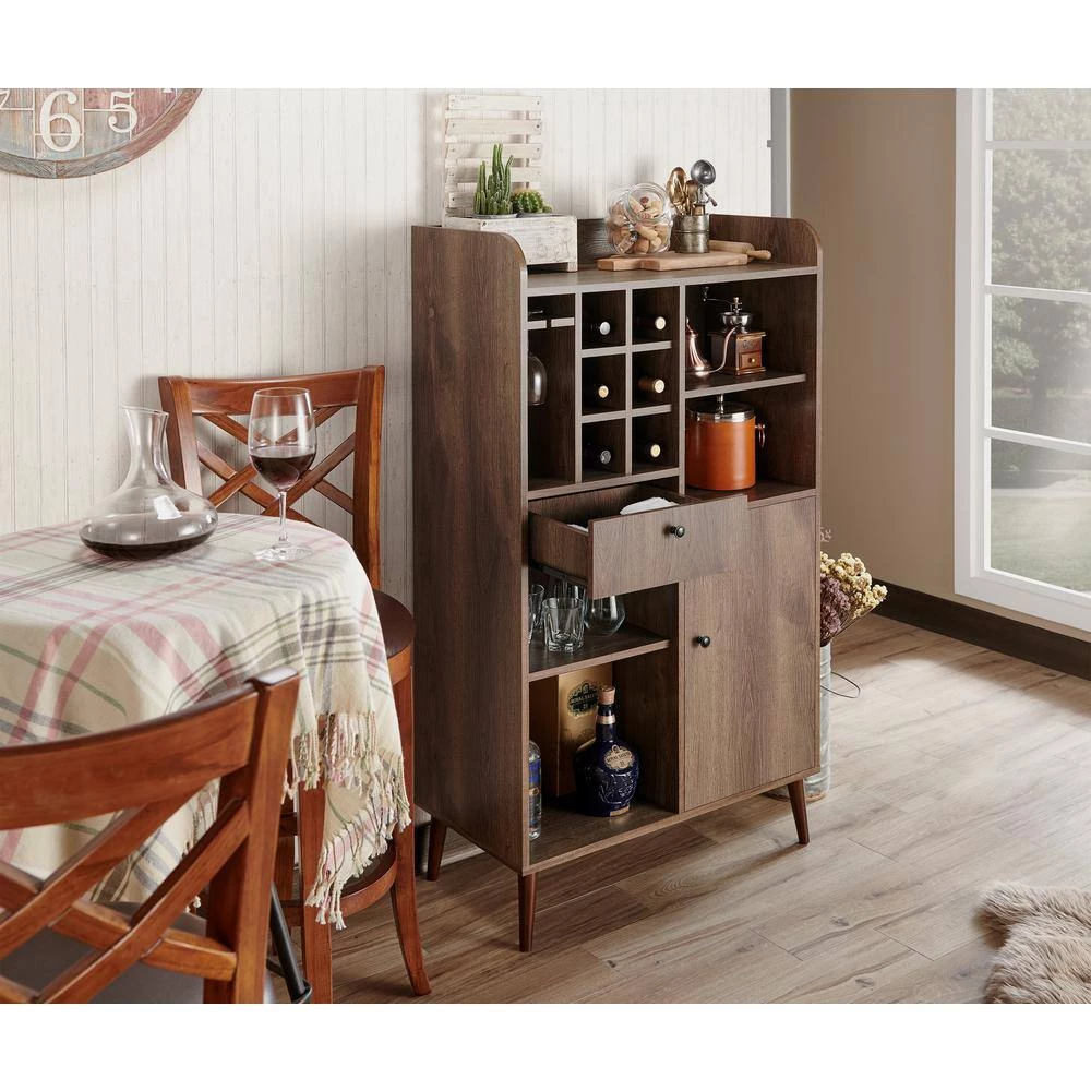 Pierpont Distressed Walnut 6-Bottle Wine Cabinet by Furniture of America 5 Pierpont Distressed Walnut 6-Bottle Wine Cabinet by Furniture of America - Image 5