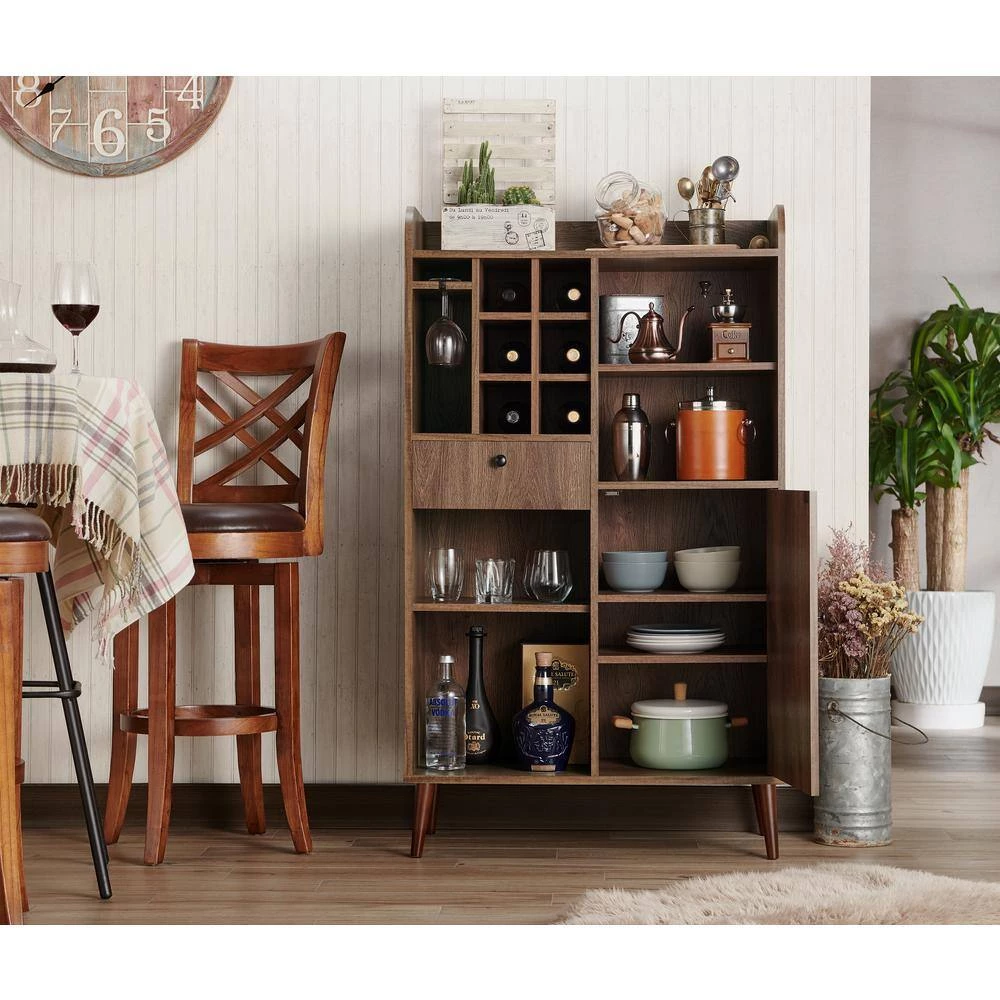 Pierpont Distressed Walnut 6-Bottle Wine Cabinet by Furniture of America 7 Pierpont Distressed Walnut 6-Bottle Wine Cabinet by Furniture of America - Image 7