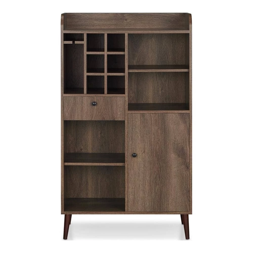 Pierpont Distressed Walnut 6-Bottle Wine Cabinet by Furniture of America 1 Pierpont Distressed Walnut 6-Bottle Wine Cabinet by Furniture of America