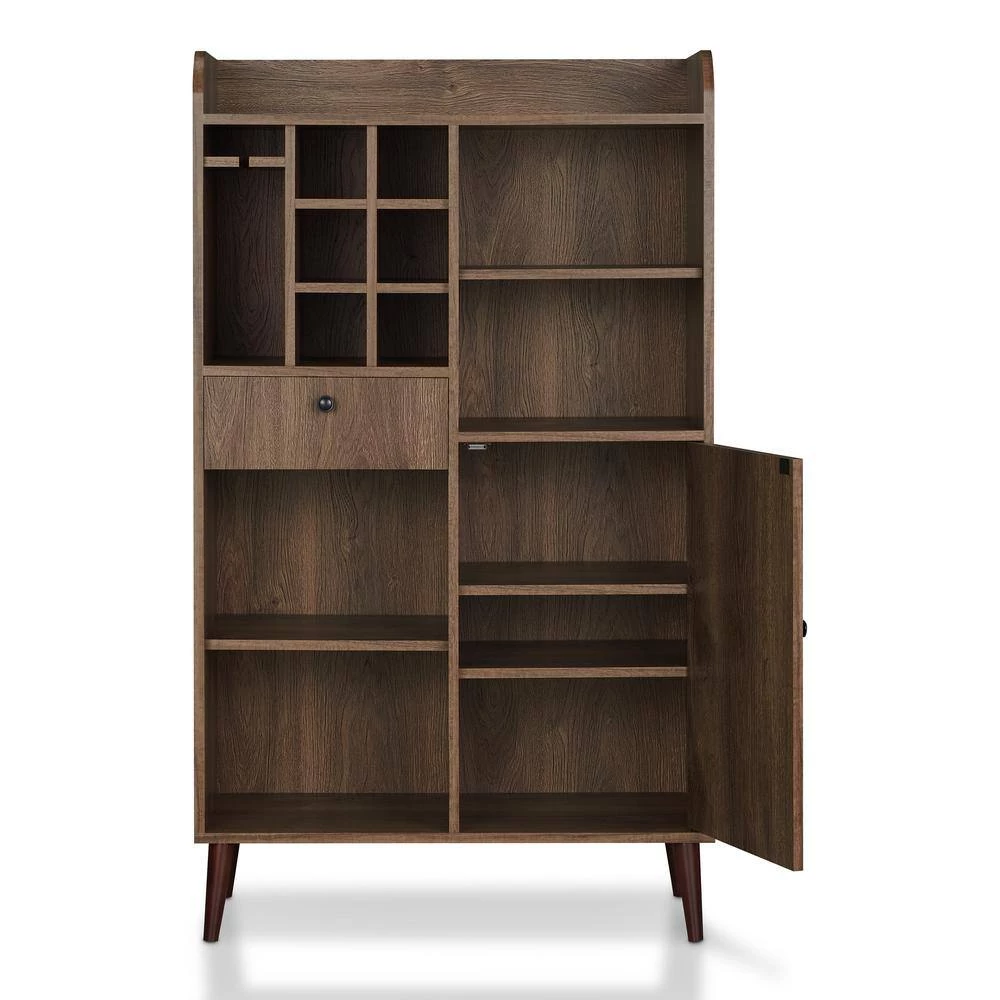 Pierpont Distressed Walnut 6-Bottle Wine Cabinet by Furniture of America 2 Pierpont Distressed Walnut 6-Bottle Wine Cabinet by Furniture of America - Image 2