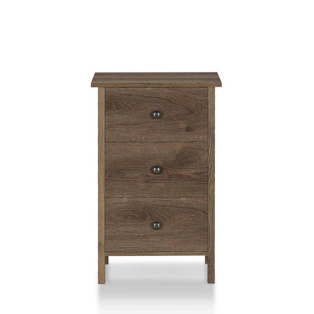 Lana 3-Drawer Distressed Walnut Nightstand by Furniture of America 1 Lana 3-Drawer Distressed Walnut Nightstand by Furniture of America