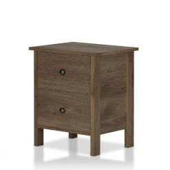 Lana 2-Drawer Distressed Walnut Nightstand by Furniture of America