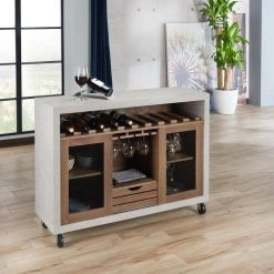 Mangoky Distressed Walnut Mobile Wine Server with Wine Rack by Furniture of America 9 Mangoky Distressed Walnut Mobile Wine Server with Wine Rack by Furniture of America -Furniture of America Sales Store distressed walnut furniture of america sideboards buffet tables fgi 1774c21 c3 1000