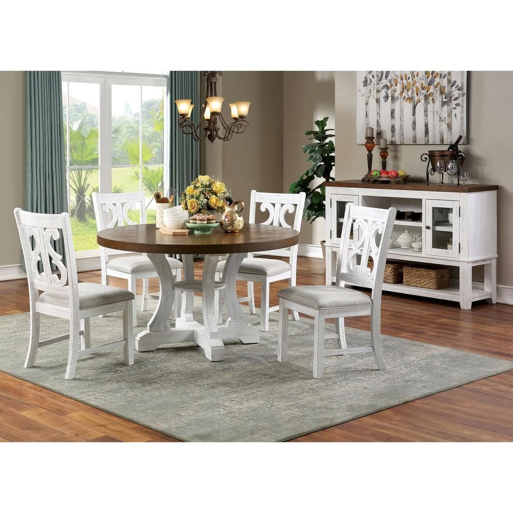 Wicks Distressed White and Gray Padded Dining Chair (Set of 2) by Furniture of America 6 Wicks Distressed White and Gray Padded Dining Chair (Set of 2) by Furniture of America - Image 6