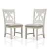 Wicks Distressed White and Gray Padded Dining Chair (Set of 2) by Furniture of America