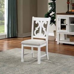 Wicks Distressed White and Gray Padded Dining Chair (Set of 2) by Furniture of America 8 Wicks Distressed White and Gray Padded Dining Chair (Set of 2) by Furniture of America -Furniture of America Sales Store distressed white and gray furniture of america dining chairs idf 3417sc c3 1000