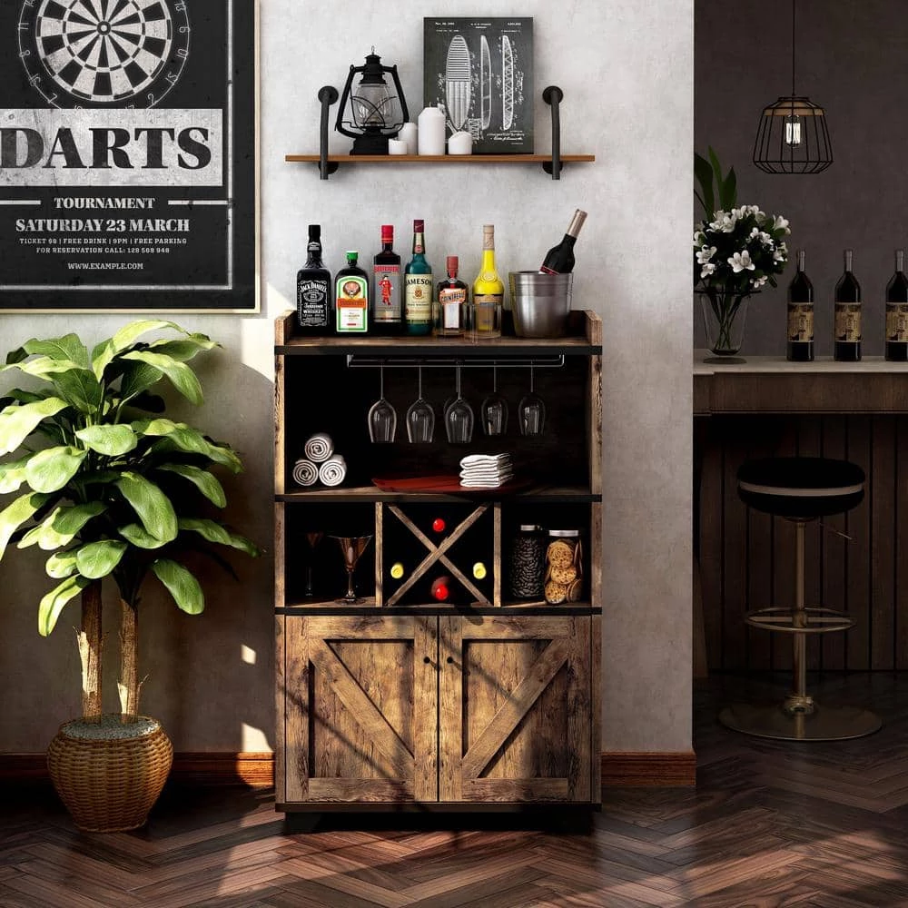 Capalli Distressed Wood Buffet with 7-Shelf by Furniture of America 8 Capalli Distressed Wood Buffet with 7-Shelf by Furniture of America - Image 8