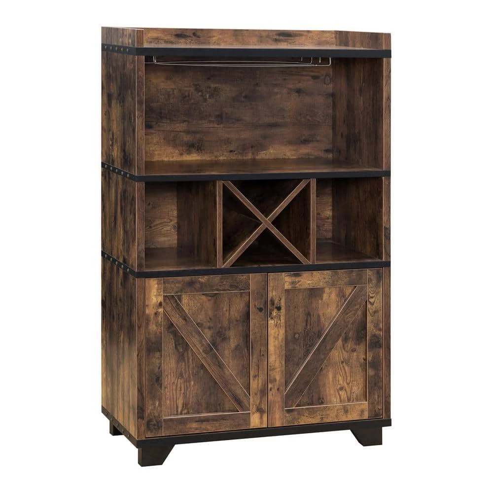 Capalli Distressed Wood Buffet with 7-Shelf by Furniture of America 1 Capalli Distressed Wood Buffet with 7-Shelf by Furniture of America