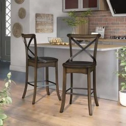 Renly 24.63 in. Burnished Oak and Espresso Counter Height Chairs (Set of 2) by Furniture of America -Furniture of America Sales Store espresso burnished oak furniture of america bar stools idf 3148pc 31 1000