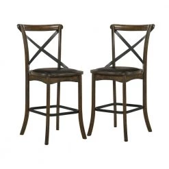 Renly 24.63 in. Burnished Oak and Espresso Counter Height Chairs (Set of 2) by Furniture of America