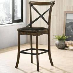 Renly 24.63 in. Burnished Oak and Espresso Counter Height Chairs (Set of 2) by Furniture of America -Furniture of America Sales Store espresso burnished oak furniture of america bar stools idf 3148pc c3 1000