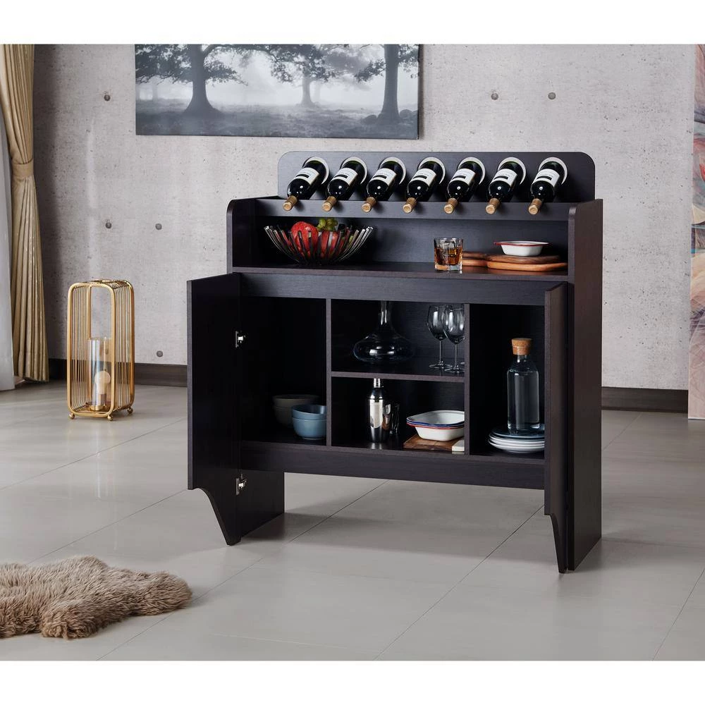 Manor 7-Bottle Wine Espresso Display Cabinet by Furniture of America 4 Manor 7-Bottle Wine Espresso Display Cabinet by Furniture of America - Image 4